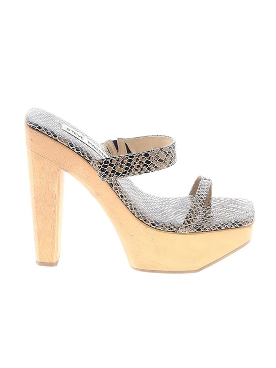 Steve Madden Shoes - STEVE MADDEN ~ Snakeskin Platform 4” Wooden Heeled Slip-On Sandals size 7